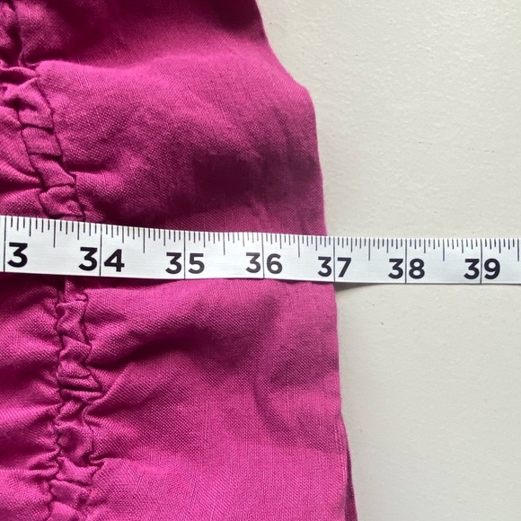 Anthropologie Smocked-Waist Linen Mini Dress XL Milkmaid Boho Ruffle Feminine - Picture 9 of 11